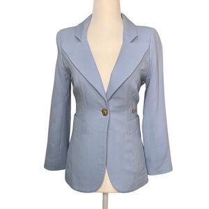 Smythe Classic Duchess Blazer Light Blue Size 4 Wool Lapel Collared Jacket